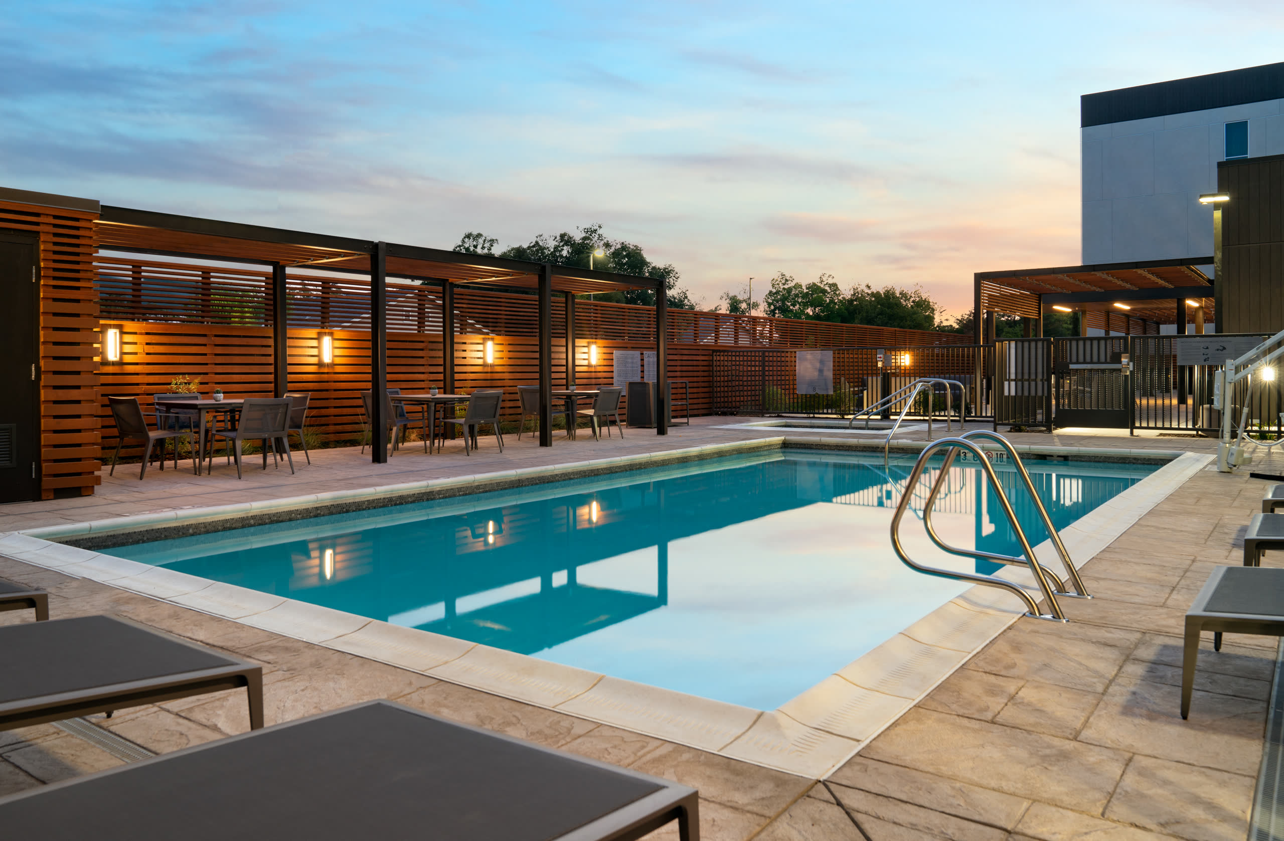 Courtyard by Marriott Clovis pool at sunset